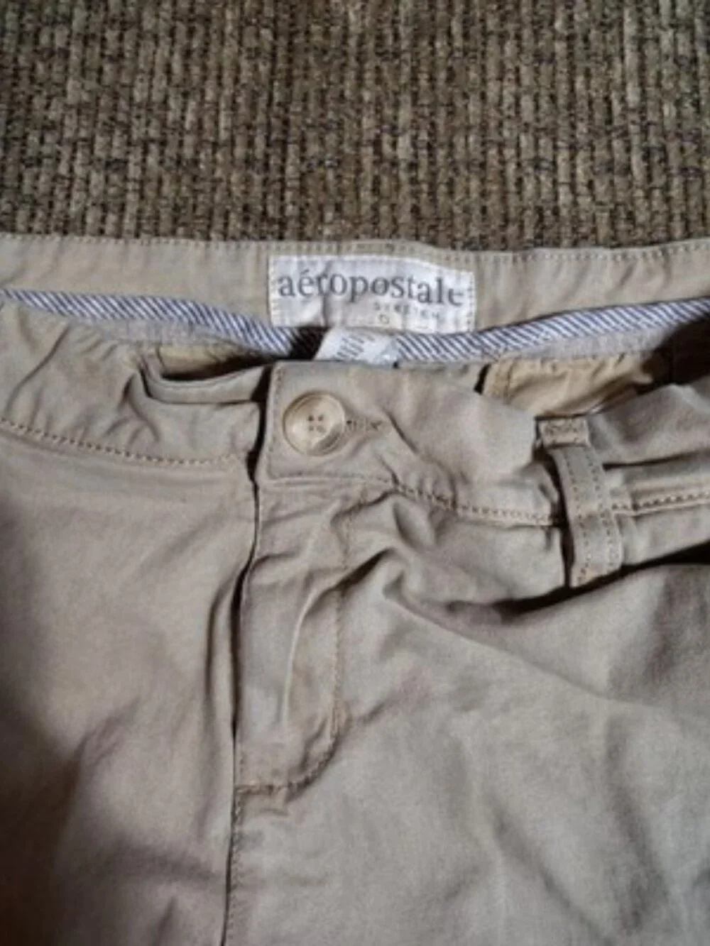 Aeropostale Chino Shorts Womens 5/6 Beige Khaki Twill Flat Front 29x8